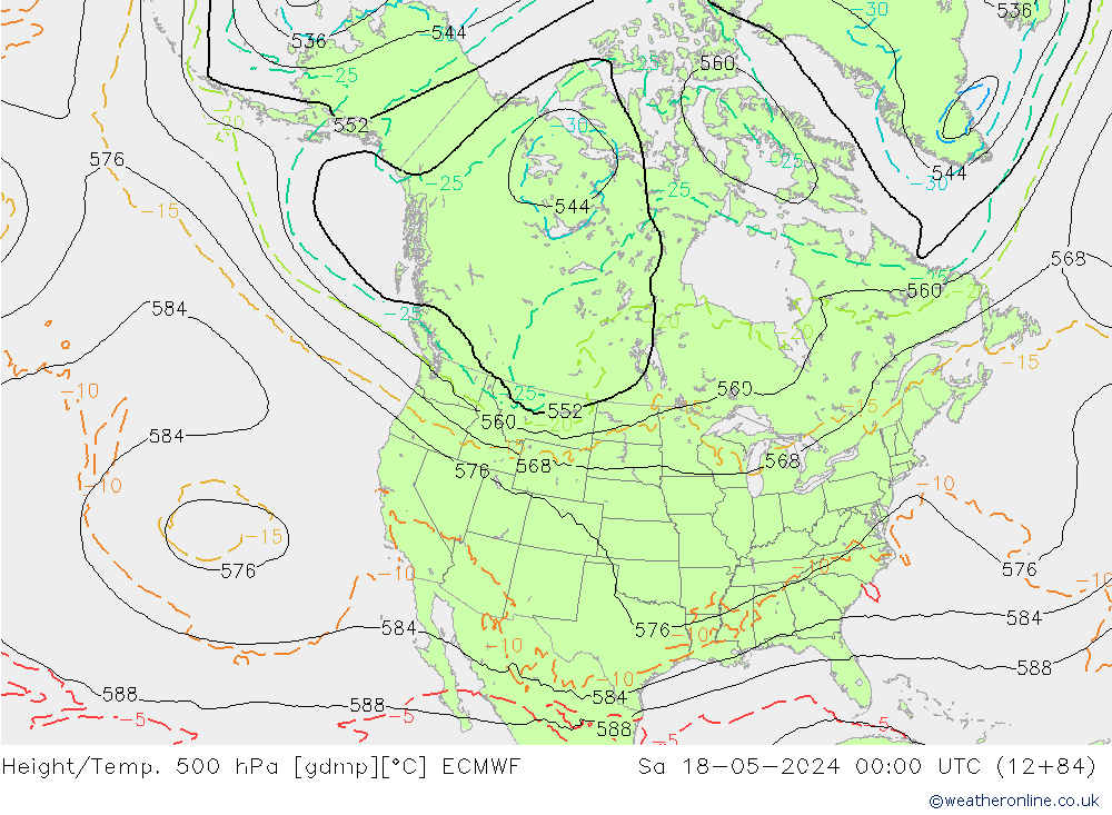 Z500/Rain (+SLP)/Z850 ECMWF Sa 18.05.2024 00 UTC