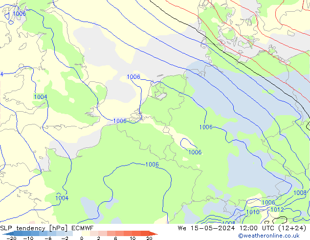 Tendenza di Pressione ECMWF mer 15.05.2024 12 UTC