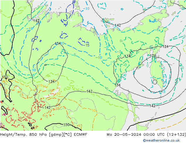 Height/Temp. 850 hPa ECMWF Seg 20.05.2024 00 UTC