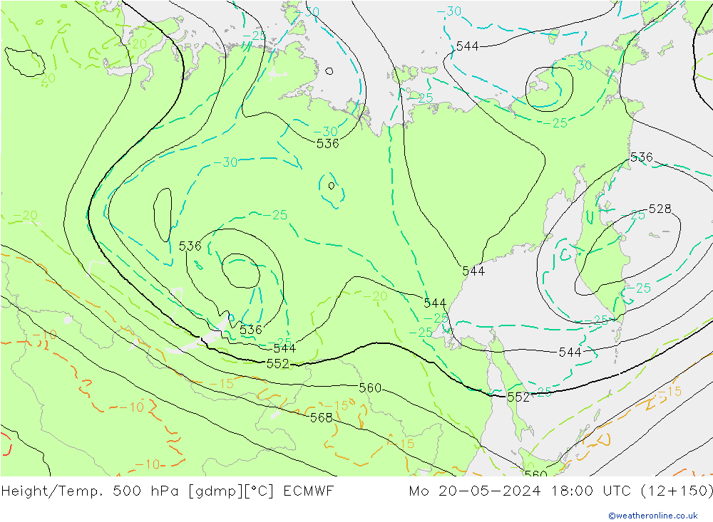 Z500/Regen(+SLP)/Z850 ECMWF ma 20.05.2024 18 UTC