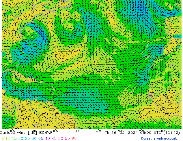 Prec 6h/Wind 10m/950 ECMWF Do 16.05.2024 06 UTC