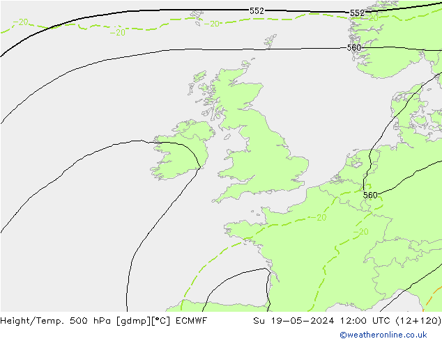 Z500/Rain (+SLP)/Z850 ECMWF ��� 19.05.2024 12 UTC