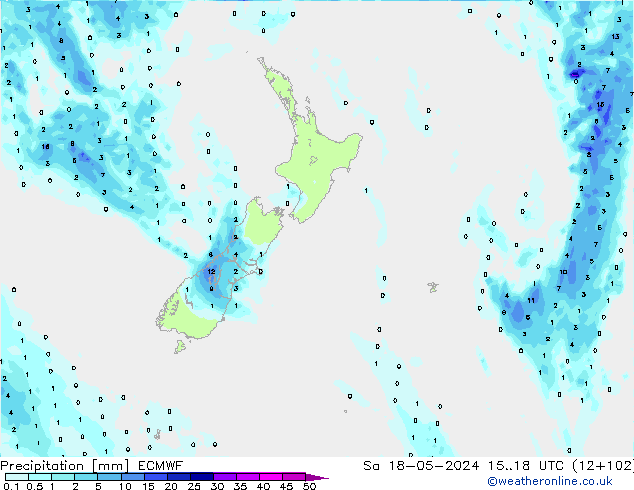 Precipitation ECMWF Sa 18.05.2024 18 UTC