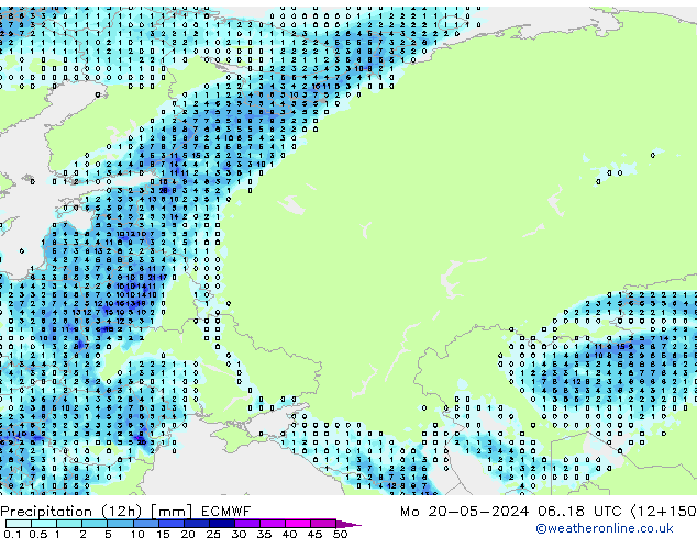 Yağış (12h) ECMWF Pzt 20.05.2024 18 UTC