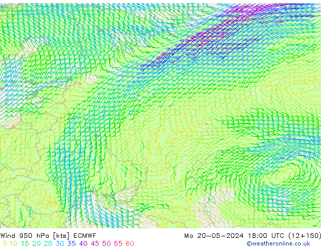 Wind 950 hPa ECMWF Mo 20.05.2024 18 UTC