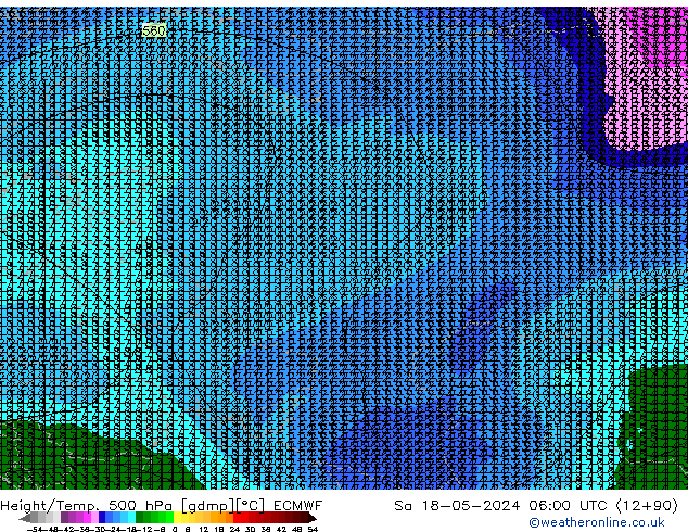 Height/Temp. 500 hPa ECMWF So 18.05.2024 06 UTC