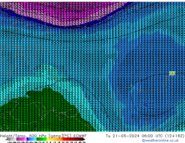 Z500/Rain (+SLP)/Z850 ECMWF Tu 21.05.2024 06 UTC