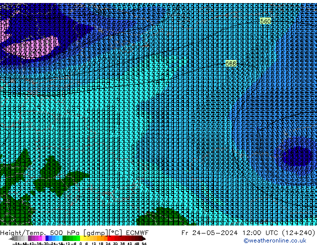 Z500/Rain (+SLP)/Z850 ECMWF vie 24.05.2024 12 UTC