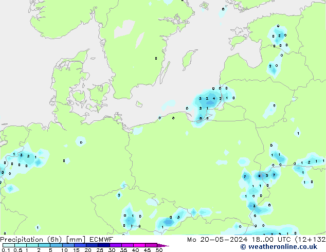 Z500/Rain (+SLP)/Z850 ECMWF пн 20.05.2024 00 UTC