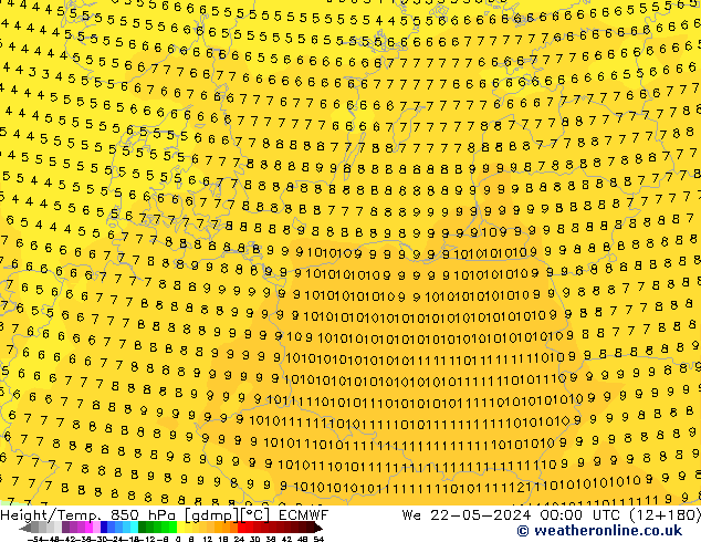 Z500/Rain (+SLP)/Z850 ECMWF We 22.05.2024 00 UTC