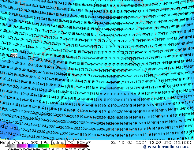 Z500/Rain (+SLP)/Z850 ECMWF Sáb 18.05.2024 12 UTC