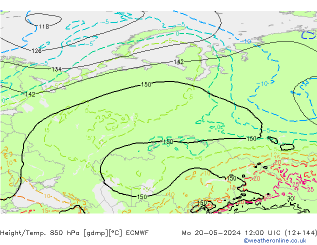 Z500/Rain (+SLP)/Z850 ECMWF Po 20.05.2024 12 UTC