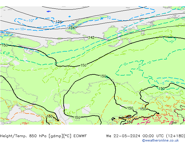 Yükseklik/Sıc. 850 hPa ECMWF Çar 22.05.2024 00 UTC