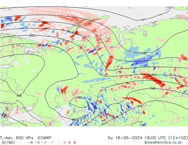 T-Adv. 500 hPa ECMWF Sáb 18.05.2024 18 UTC