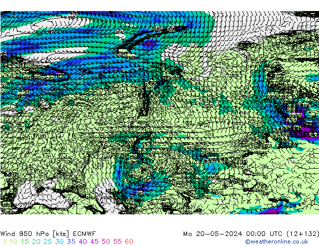 Wind 850 hPa ECMWF Mo 20.05.2024 00 UTC