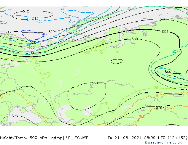 Géop./Temp. 500 hPa ECMWF mar 21.05.2024 06 UTC