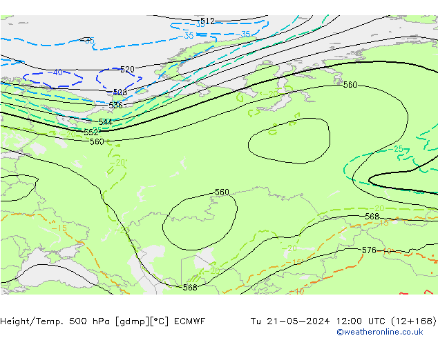 Z500/Regen(+SLP)/Z850 ECMWF di 21.05.2024 12 UTC