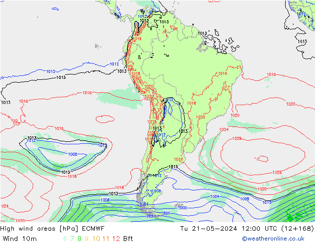 High wind areas ECMWF mar 21.05.2024 12 UTC
