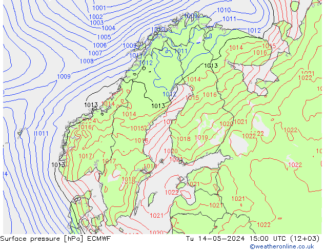 Presión superficial ECMWF mar 14.05.2024 15 UTC