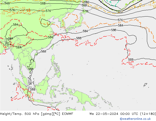 Z500/Rain (+SLP)/Z850 ECMWF mer 22.05.2024 00 UTC