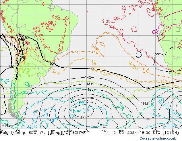Z500/Rain (+SLP)/Z850 ECMWF gio 16.05.2024 18 UTC