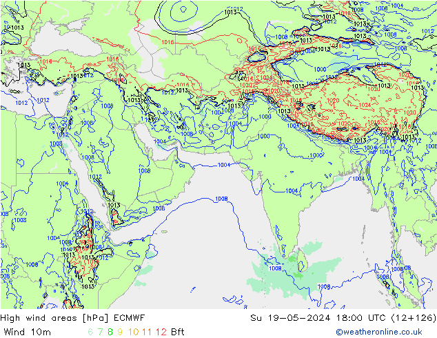 High wind areas ECMWF  19.05.2024 18 UTC