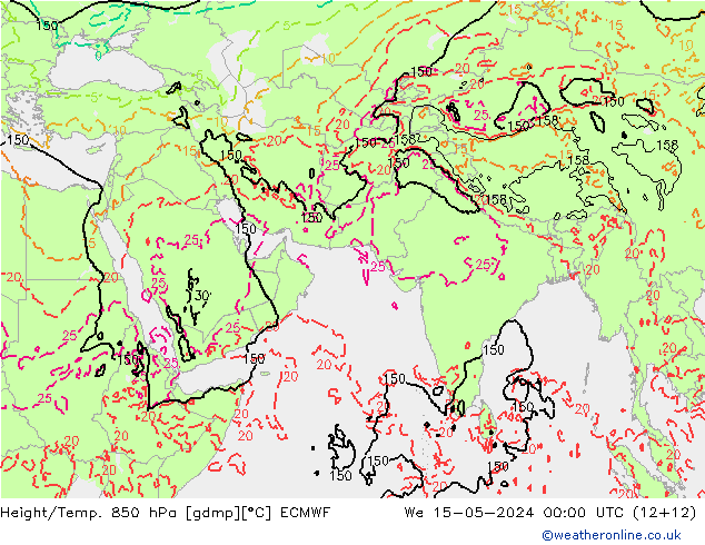 Z500/Rain (+SLP)/Z850 ECMWF 星期三 15.05.2024 00 UTC
