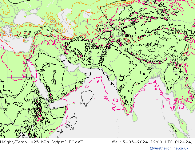 Height/Temp. 925 hPa ECMWF 星期三 15.05.2024 12 UTC