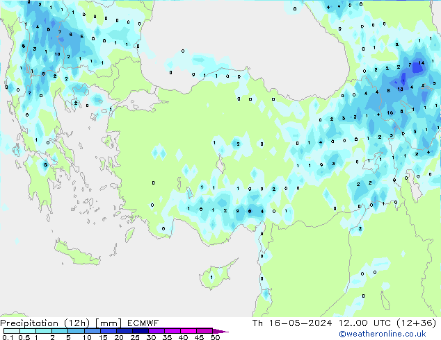 Precipitazione (12h) ECMWF gio 16.05.2024 00 UTC