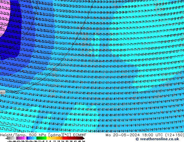 Z500/Rain (+SLP)/Z850 ECMWF пн 20.05.2024 18 UTC