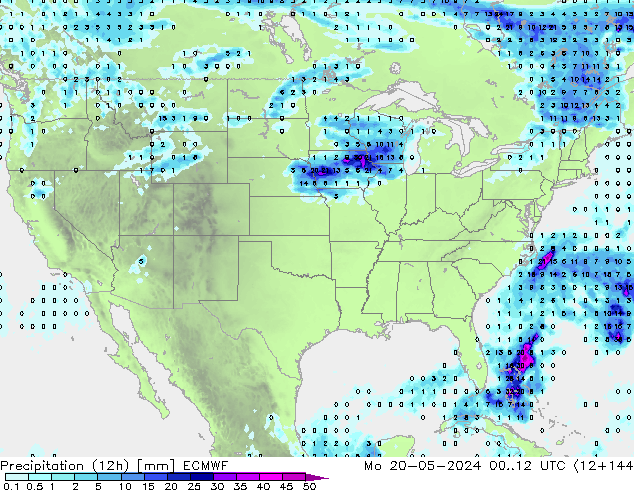 Precipitation (12h) ECMWF Mo 20.05.2024 12 UTC