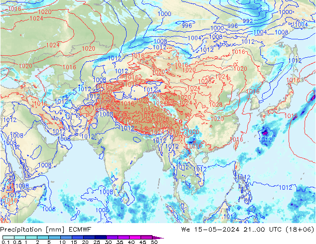 Precipitation ECMWF We 15.05.2024 00 UTC
