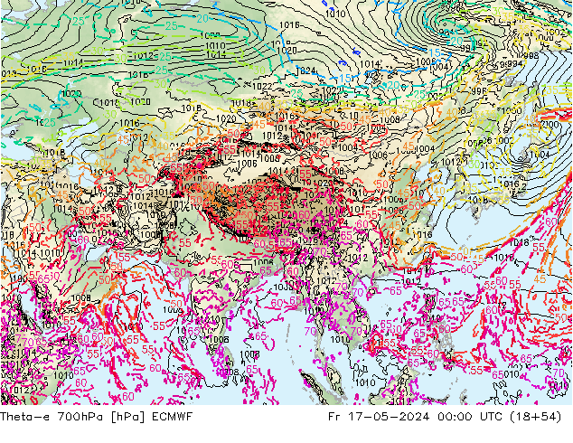 Theta-e 700hPa ECMWF vr 17.05.2024 00 UTC