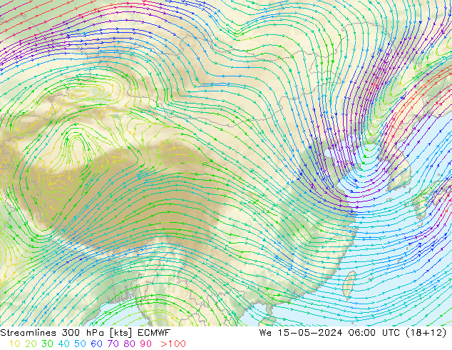 风 300 hPa ECMWF 星期三 15.05.2024 06 UTC