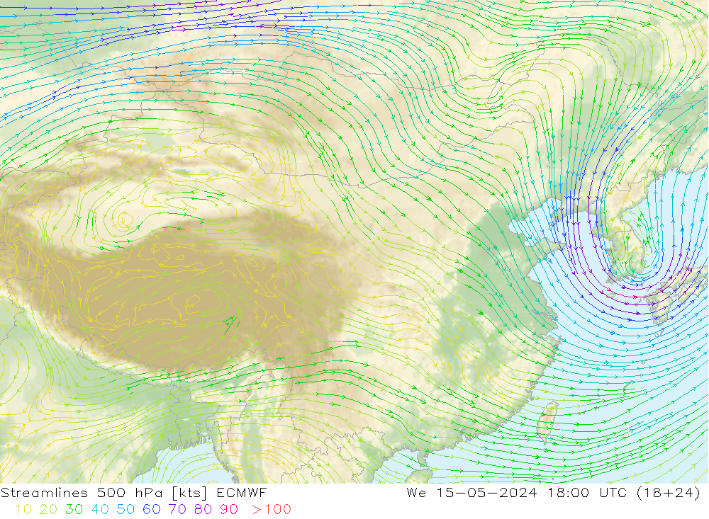 风 500 hPa ECMWF 星期三 15.05.2024 18 UTC