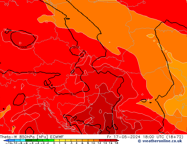 Theta-W 850hPa ECMWF  17.05.2024 18 UTC