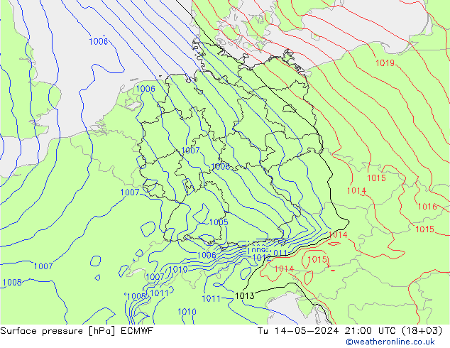 Presión superficial ECMWF mar 14.05.2024 21 UTC