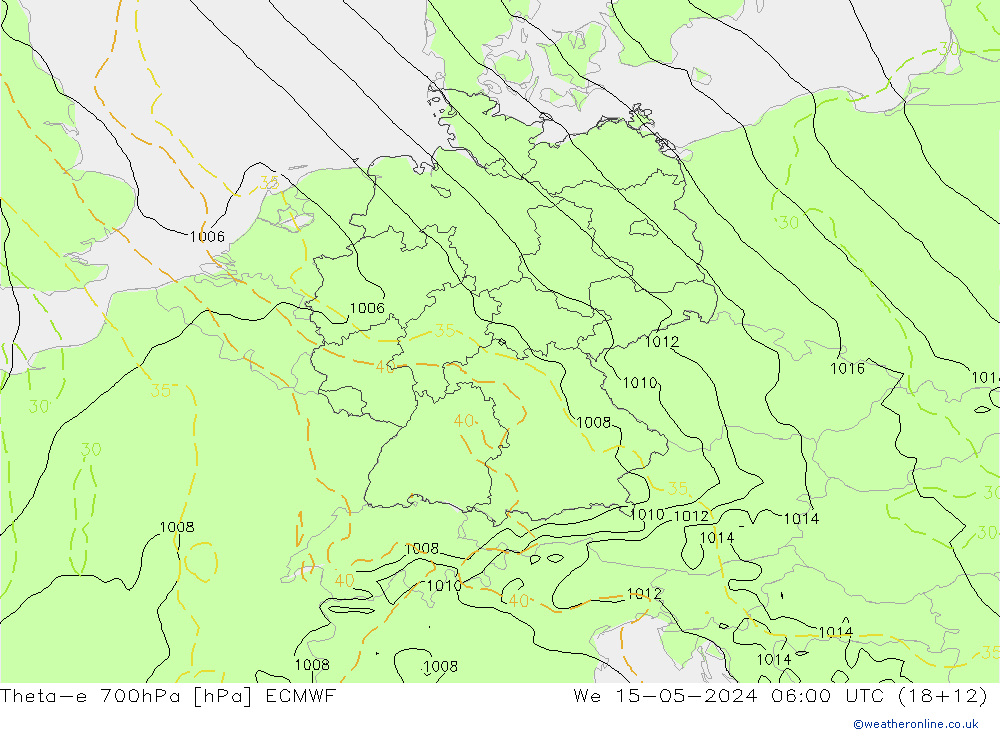 Theta-e 700hPa ECMWF  15.05.2024 06 UTC