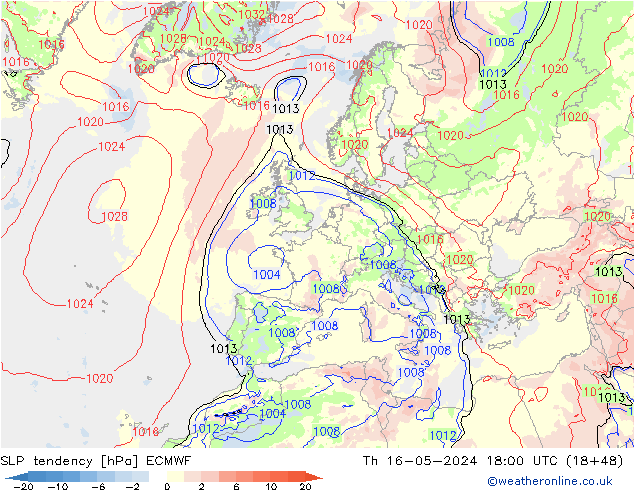 тенденция давления ECMWF чт 16.05.2024 18 UTC