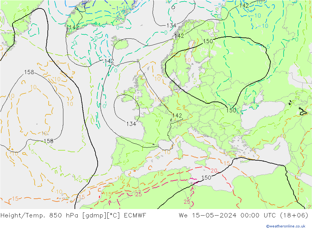 Height/Temp. 850 гПа ECMWF ср 15.05.2024 00 UTC