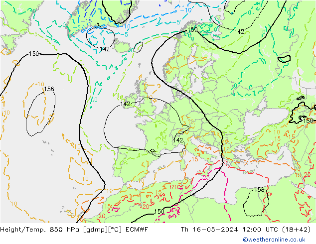 Z500/Rain (+SLP)/Z850 ECMWF jeu 16.05.2024 12 UTC