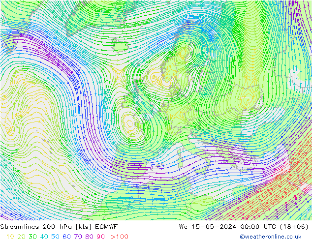 ветер 200 гПа ECMWF ср 15.05.2024 00 UTC