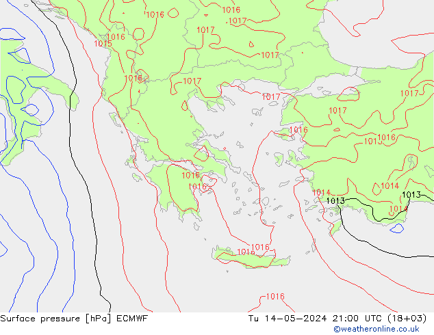 приземное давление ECMWF вт 14.05.2024 21 UTC