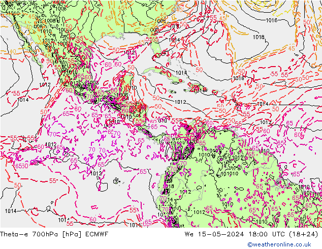 Theta-e 700гПа ECMWF ср 15.05.2024 18 UTC