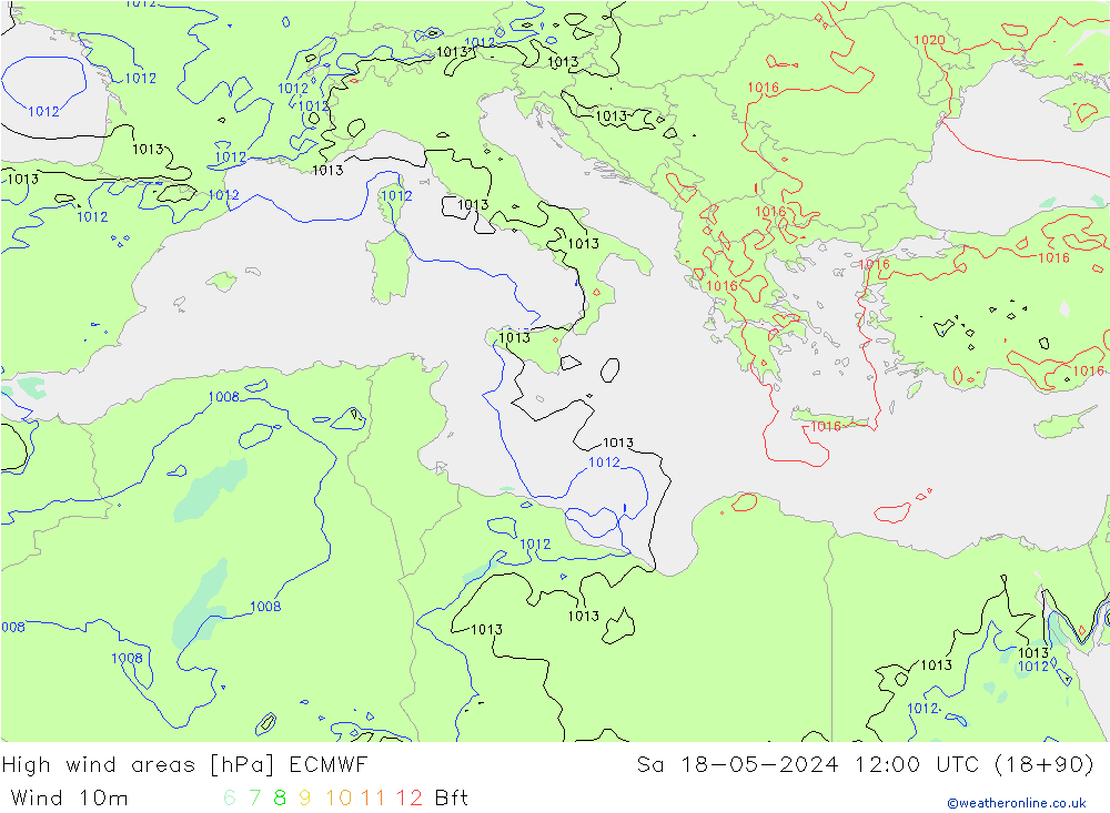 Windvelden ECMWF za 18.05.2024 12 UTC