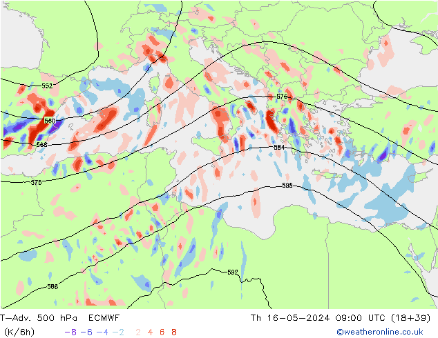 T-Adv. 500 hPa ECMWF Per 16.05.2024 09 UTC