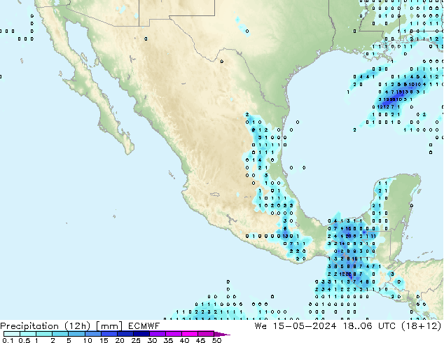 Precipitación (12h) ECMWF mié 15.05.2024 06 UTC