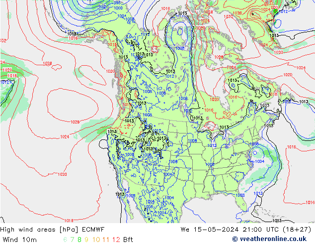 High wind areas ECMWF We 15.05.2024 21 UTC