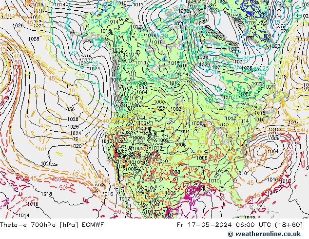 Theta-e 700hPa ECMWF pt. 17.05.2024 06 UTC