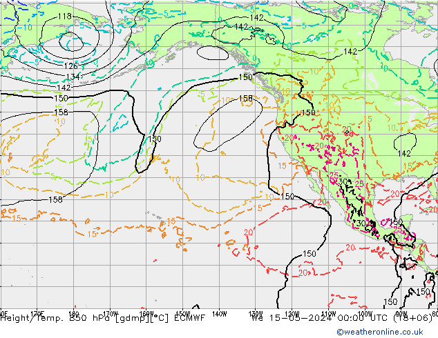 Hoogte/Temp. 850 hPa ECMWF wo 15.05.2024 00 UTC